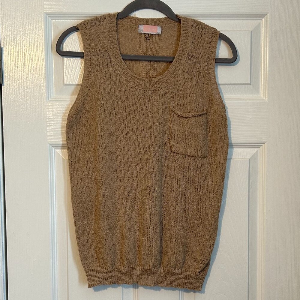 C+D+M sleeveless summer sweater, tan, size large